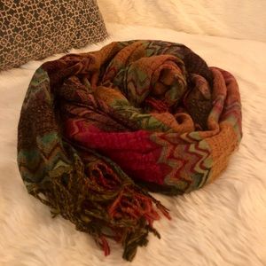 Multi-color scarf in a missoni print style